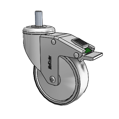 Chrome Hospital Antistatic Threaded Stem Swivel Caster with 4 x 1.25 Conductive Rubber Wheel and Directional Lock Brake