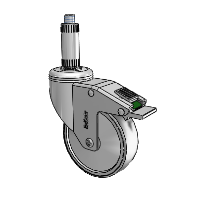 Chrome Hospital Antistatic Expanding Adapter (Nylon) Swivel Caster with 4 x 1.25 Conductive Rubber Wheel and Directional Lock Brake