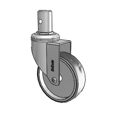 Chrome Hospital Antistatic Round Stem Swivel Caster with 4 x 1.25 Conductive Rubber Wheel