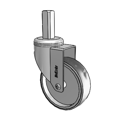 Chrome Hospital Antistatic Square Stem Swivel Caster with 4 x 1.25 Conductive Rubber Wheel
