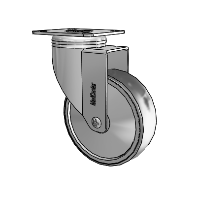 Chrome Hospital Antistatic Top Plate Swivel Caster with 4 x 1.25 Conductive Rubber Wheel