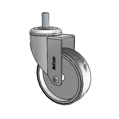 Chrome Hospital Antistatic Threaded Stem Swivel Caster with 4 x 1.25 Conductive Rubber Wheel