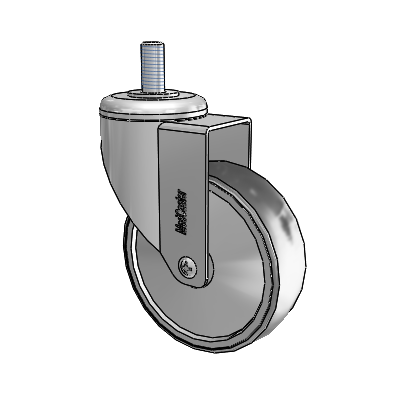 Chrome Hospital Antistatic Threaded Stem Swivel Caster with 4 x 1.25 Conductive Rubber Wheel