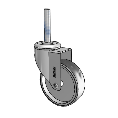 Chrome Hospital Antistatic Threaded Stem Swivel Caster with 4 x 1.25 Conductive Rubber Wheel