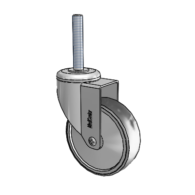 Chrome Hospital Antistatic Threaded Stem Swivel Caster with 4 x 1.25 Conductive Rubber Wheel