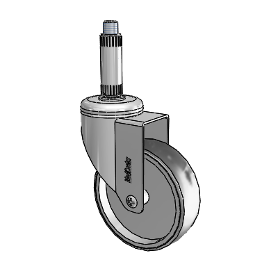 Chrome Hospital Antistatic Expanding Adapter (Nylon) Swivel Caster with 4 x 1.25 Conductive Rubber Wheel