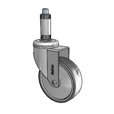 Chrome Hospital Antistatic Expanding Adapter (Nylon) Swivel Caster with 4 x 1.25 Conductive Rubber Wheel