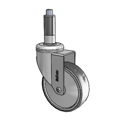 Chrome Hospital Antistatic Expanding Adapter (Rubber) Swivel Caster with 4 x 1.25 Conductive Rubber Wheel