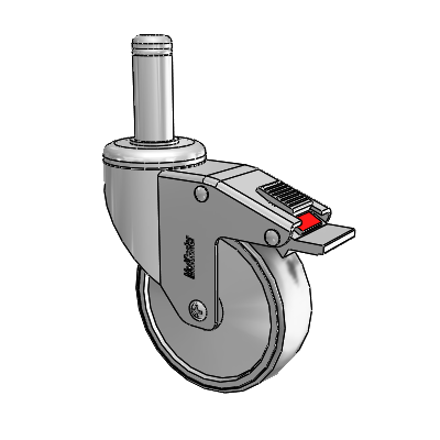 Chrome Hospital Antistatic Grip Ring Stem Swivel Caster with 4 x 1.25 Conductive Rubber Wheel and Total Lock Brake