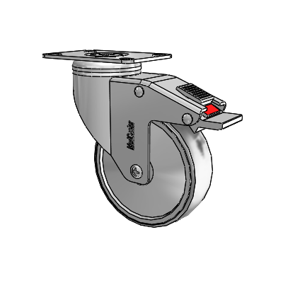 Chrome Hospital Antistatic Top Plate Swivel Caster with 4 x 1.25 Conductive Rubber Wheel and Total Lock Brake