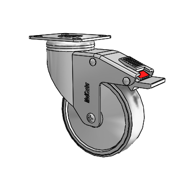 Chrome Hospital Antistatic Top Plate Swivel Caster with 4 x 1.25 Conductive Rubber Wheel and Total Lock Brake