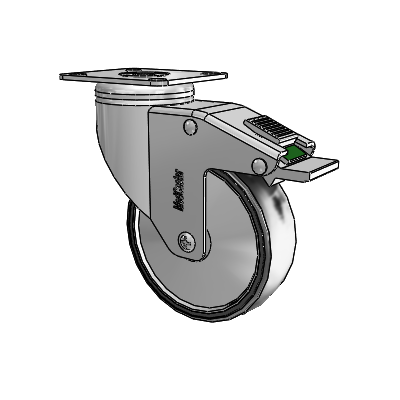 Chrome Hospital CH Top Plate Swivel Caster with 4 x 1.25 Polyurethane TPU Wheel and Directional Lock Brake