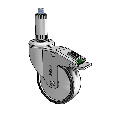 Chrome Hospital CH Expanding Adapter (Nylon) Swivel Caster with 4 x 1.25 Polyurethane TPU Wheel and Directional Lock Brake