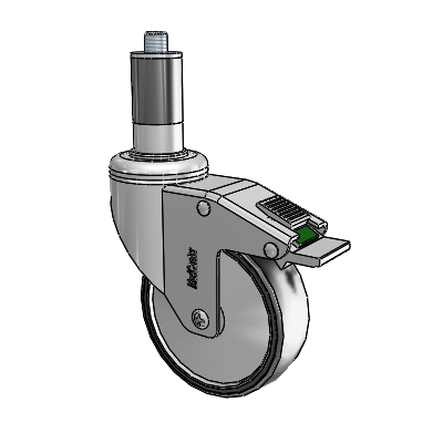 Chrome Hospital CH Expanding Adapter (Rubber) Swivel Caster with 4 x 1.25 Polyurethane TPU Wheel and Directional Lock Brake