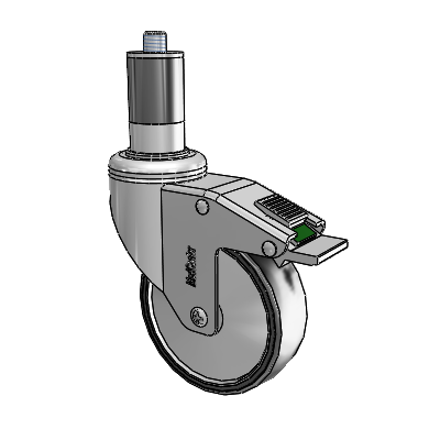 Chrome Hospital CH Expanding Adapter (Rubber) Swivel Caster with 4 x 1.25 Polyurethane TPU Wheel and Directional Lock Brake