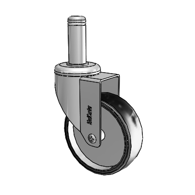 Chrome Hospital CH Grip Ring Stem Swivel Caster with 4 x 1.25 Polyurethane TPU Wheel