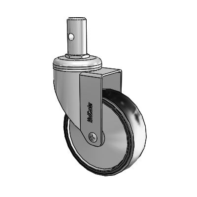 Chrome Hospital CH Round Stem Swivel Caster with 4 x 1.25 Polyurethane TPU Wheel