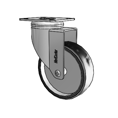Chrome Hospital CH Top Plate Swivel Caster with 4 x 1.25 Polyurethane TPU Wheel
