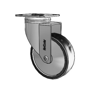 Chrome Hospital CH Top Plate Swivel Caster with 4 x 1.25 Polyurethane TPU Wheel