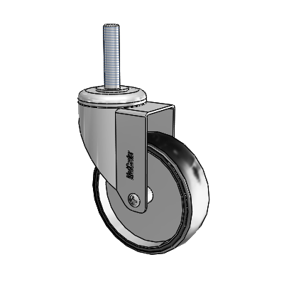 Chrome Hospital CH Threaded Stem Swivel Caster with 4 x 1.25 Polyurethane TPU Wheel