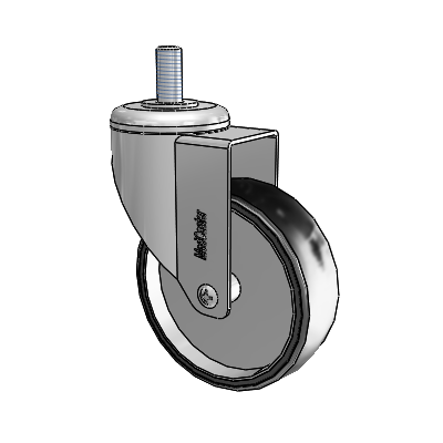 Chrome Hospital CH Threaded Stem Swivel Caster with 4 x 1.25 Polyurethane TPU Wheel