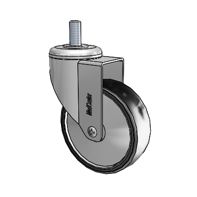 Chrome Hospital CH Threaded Stem Swivel Caster with 4 x 1.25 Polyurethane TPU Wheel