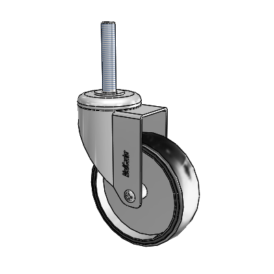 Chrome Hospital CH Threaded Stem Swivel Caster with 4 x 1.25 Polyurethane TPU Wheel