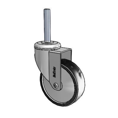 Chrome Hospital CH Threaded Stem Swivel Caster with 4 x 1.25 Polyurethane TPU Wheel
