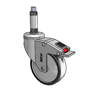 Chrome Hospital CH Expanding Adapter (Nylon) Swivel Caster with 4 x 1.25 Polyurethane TPU Wheel and Total Lock Brake