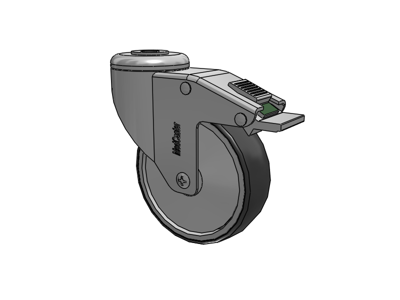 Chrome Hospital CH Hollow Kingpin Caster with 4 x 1.25 Thermoplastic Rubber Wheel and Directional Lock Brake