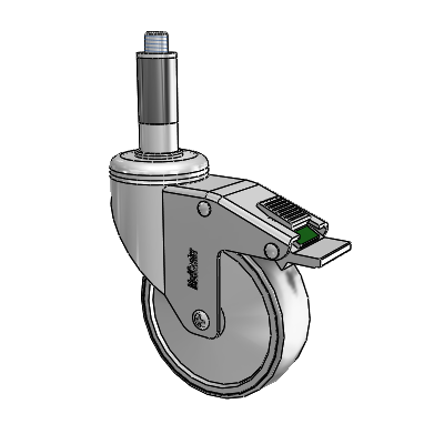Chrome Hospital CH Expanding Adapter (Rubber) Swivel Caster with 4 x 1.25 Thermoplastic Rubber Wheel and Directional Lock Brake