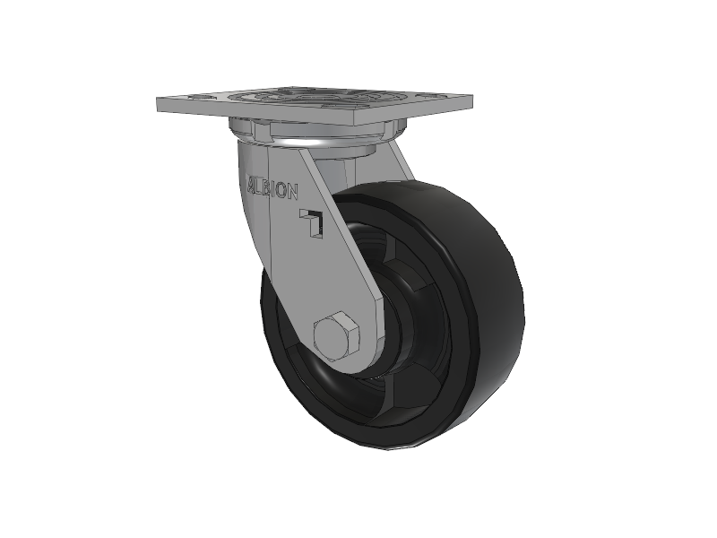 16 Series Top Plate Swivel Caster with 5 x 2 Black Polypropylene RT - Glass-Filled Polypropylene Wheel
