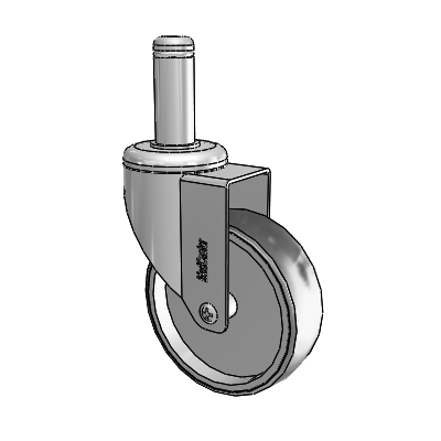 Chrome Hospital CH Grip Ring Stem Swivel Caster with 4 x 1.25 Thermoplastic Rubber Wheel