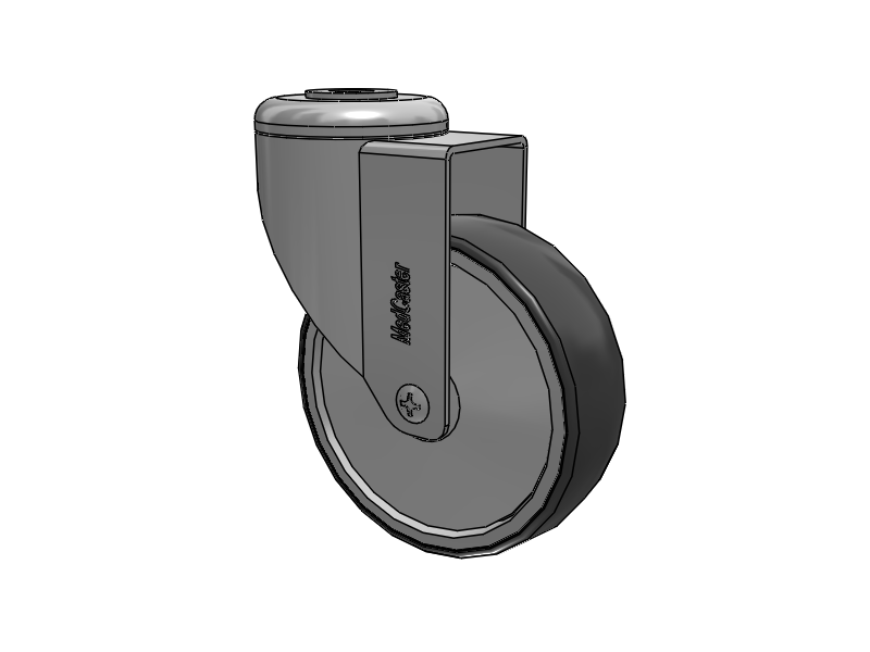Chrome Hospital CH Hollow Kingpin Caster with 4 x 1.25 Thermoplastic Rubber Wheel