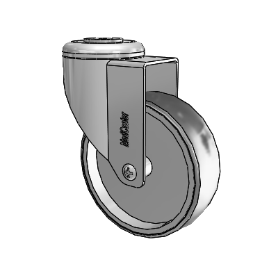 Chrome Hospital CH Hollow Kingpin (Unassembled Caster) Swivel Caster with 4 x 1.25 Thermoplastic Rubber Wheel