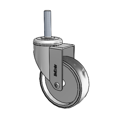 Chrome Hospital CH Threaded Stem Swivel Caster with 4 x 1.25 Thermoplastic Rubber Wheel
