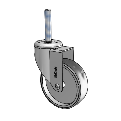 Chrome Hospital CH Threaded Stem Swivel Caster with 4 x 1.25 Thermoplastic Rubber Wheel