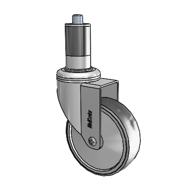 Chrome Hospital CH Expanding Adapter (Rubber) Swivel Caster with 4 x 1.25 Thermoplastic Rubber Wheel