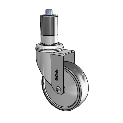 Chrome Hospital CH Expanding Adapter (Rubber) Swivel Caster with 4 x 1.25 Thermoplastic Rubber Wheel