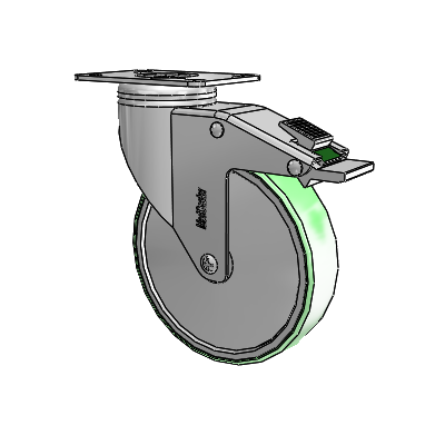 Chrome Hospital CH Top Plate Swivel Caster with 5 x 1.25 Antimicrobial Rubber Wheel and Directional Lock Brake