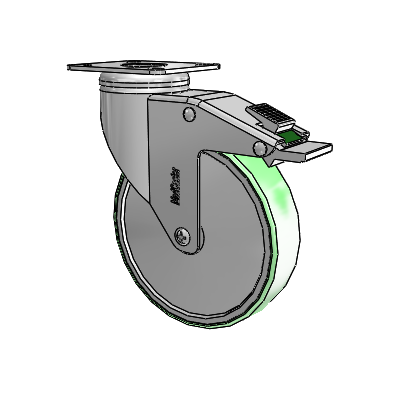 Chrome Hospital CH Top Plate Swivel Caster with 5 x 1.25 Antimicrobial Rubber Wheel and Directional Lock Brake