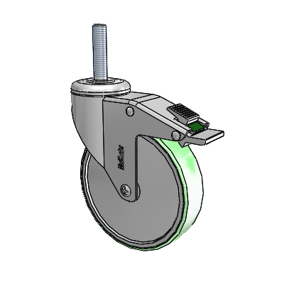 Chrome Hospital CH Threaded Stem Swivel Caster with 5 x 1.25 Antimicrobial Rubber Wheel and Directional Lock Brake