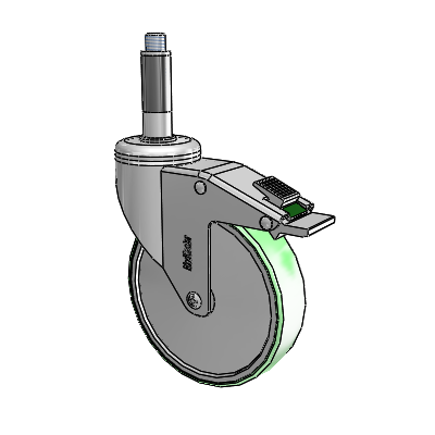 Chrome Hospital CH Expanding Adapter (Rubber) Swivel Caster with 5 x 1.25 Antimicrobial Rubber Wheel and Directional Lock Brake