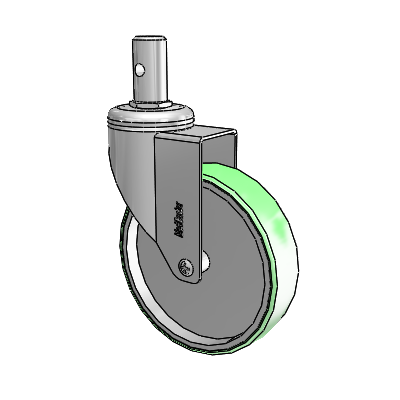 Chrome Hospital CH Round Stem Swivel Caster with 5 x 1.25 Antimicrobial Rubber Wheel