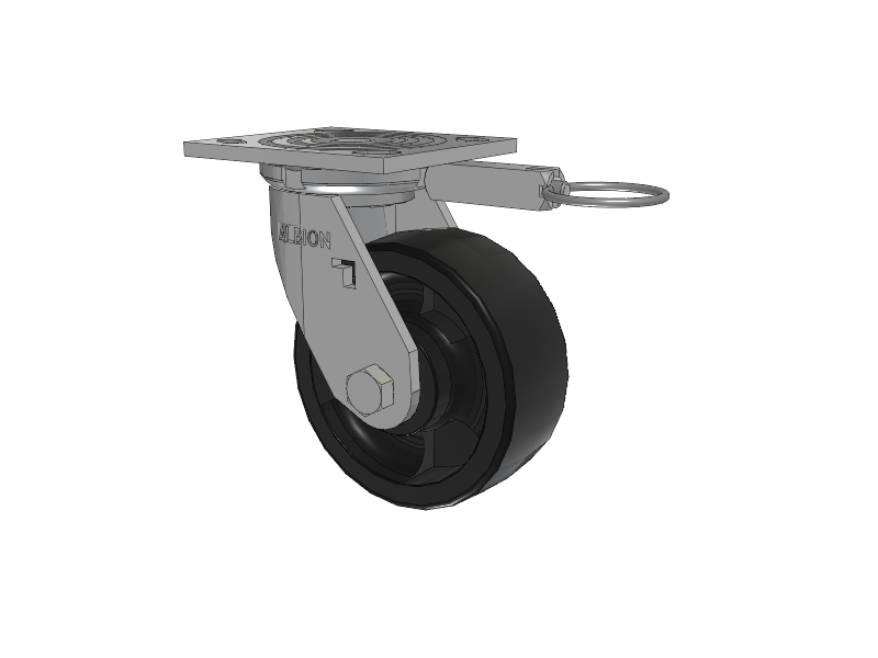 16 Series Top Plate Swivel Caster with 5 x 2 Black Polypropylene RT - Glass-Filled Polypropylene Wheel
