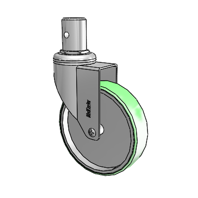 Chrome Hospital CH Round Stem Swivel Caster with 5 x 1.25 Antimicrobial Rubber Wheel