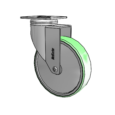 Chrome Hospital CH Top Plate Swivel Caster with 5 x 1.25 Antimicrobial Rubber Wheel