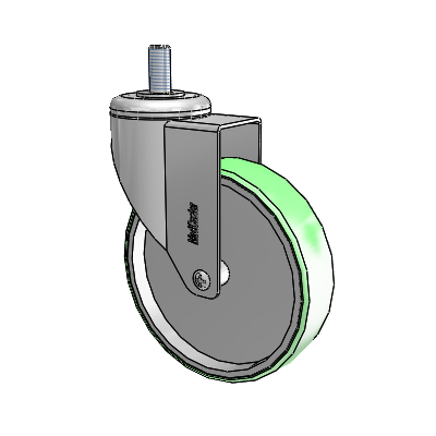Chrome Hospital CH Threaded Stem Swivel Caster with 5 x 1.25 Antimicrobial Rubber Wheel