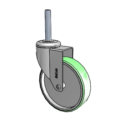 Chrome Hospital CH Threaded Stem Swivel Caster with 5 x 1.25 Antimicrobial Rubber Wheel