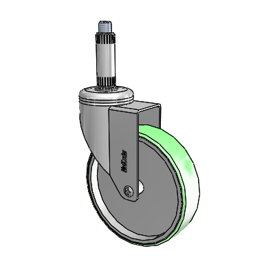 Chrome Hospital CH Expanding Adapter (Nylon) Swivel Caster with 5 x 1.25 Antimicrobial Rubber Wheel